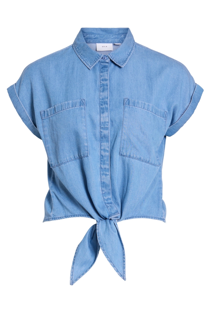 VINEA S/S TIE SHIRT MBD 14106797 MEDIUM BLUE DENIM